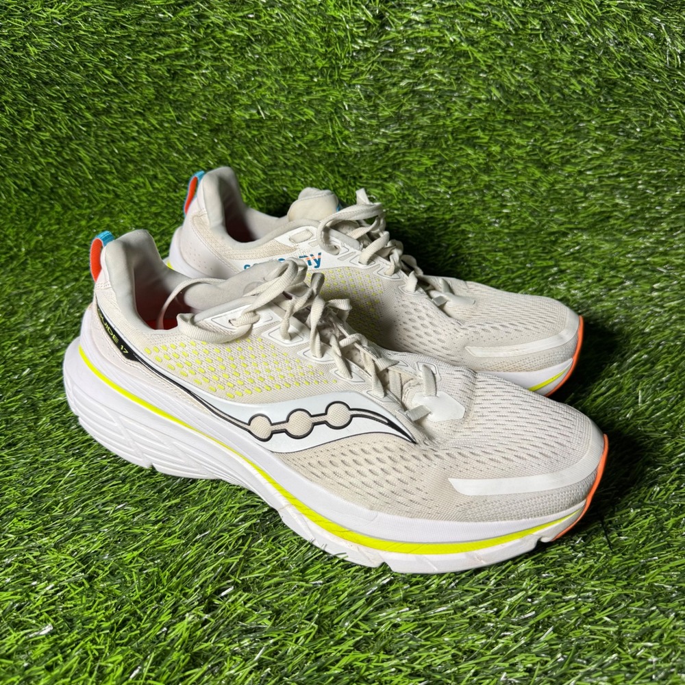 Saucony Guide 17 Mens Running Shoes White Citron Orange Gym‎ Outdoor Size 11.5